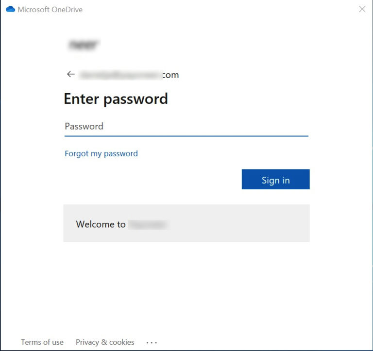 cant sign into onedrive