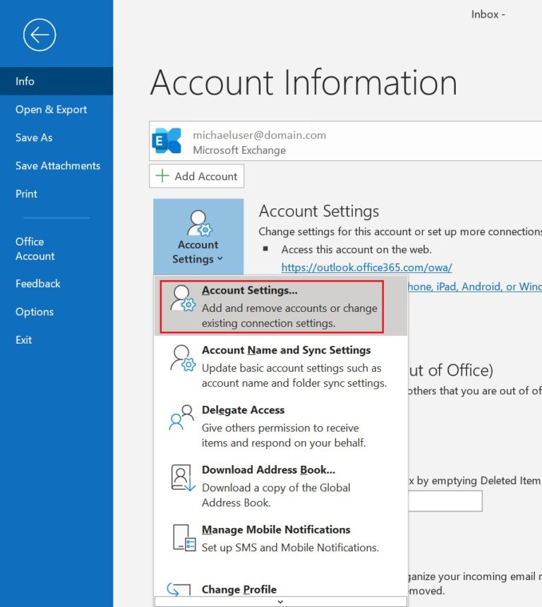 how to show two email accounts in outlook