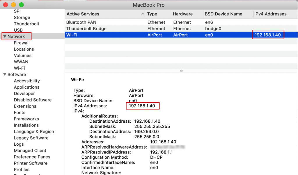 mac terminal commands ip address