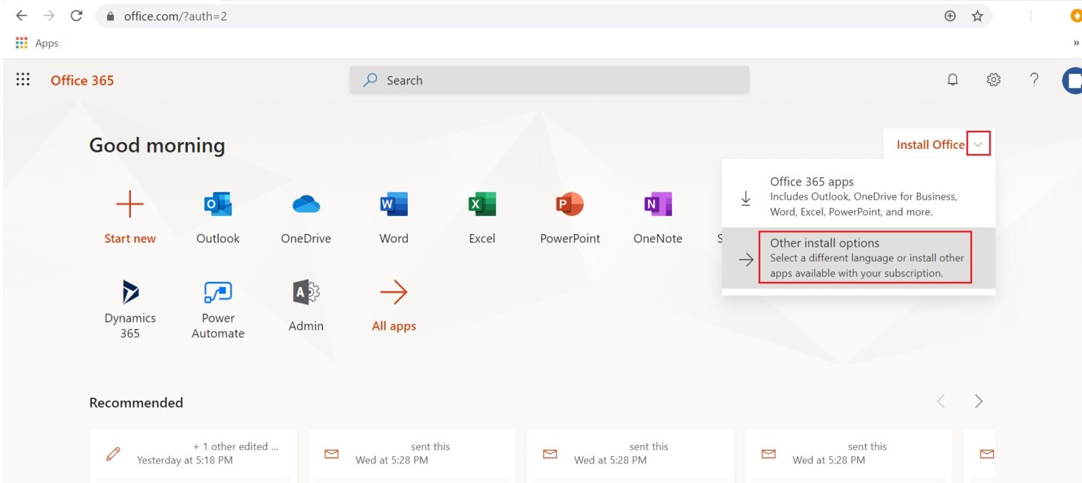 install office 365 locally