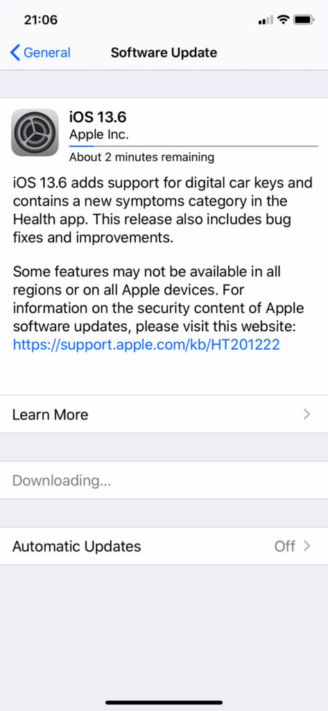 apple ios 13.6 update